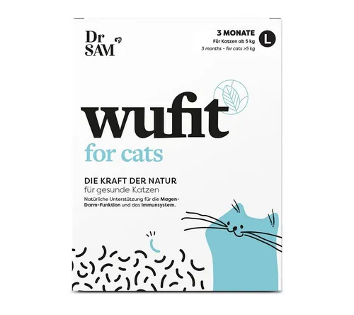 Dr. SAM wufit Cats Tabletten – Ergänzungsfuttermittel für Katzen über 5kg - Natürliche Tabletten zur Unterstützung der Verdauung für Katzen. Enthält pflanzliche Inhaltsstoffe wie Kamille und Kurkuma, leicht zu füttern und gut verträglich.