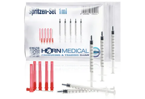 Horn Medical Einwegspritze mit stumpfen Kanülen - Praktisches Spritzen-Set für präzises Dosieren ohne Verletzungsgefahr, ideal für Hobbybastler, Profiköche und im medizinischen Bereich. Alle Teile sind einzeln steril verpackt.