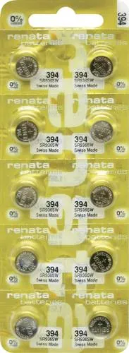 10er Multipack Renata Knopfzelle 394 - 84 mAh - Einweg-Batterien, langlebige 84 mAh Leistung für zuverlässige Energie in Uhren und kleinen Geräten.