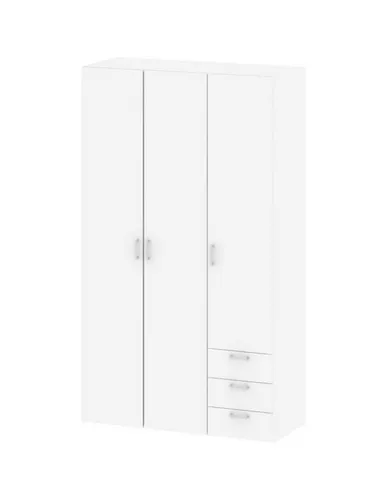 Spell Kleiderschrank 3 Türen und 3 Schubladen in Weiß - Garderobenschrank mit stilvollem Design, hoher Funktionalität und langlebigen Materialien – ideal für jede Einrichtung.
