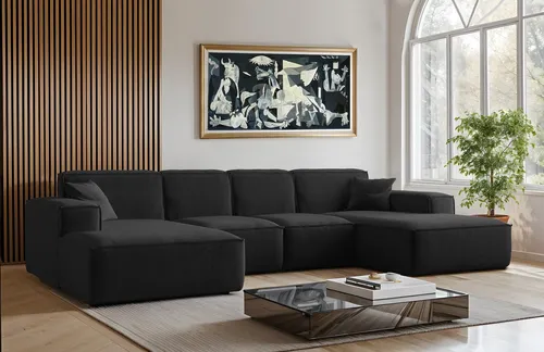 Kaiser Möbel Ecksofa SIENA U-Form, 4 Stoffe zur Auswahl in schwarz von Kaiser Möbel