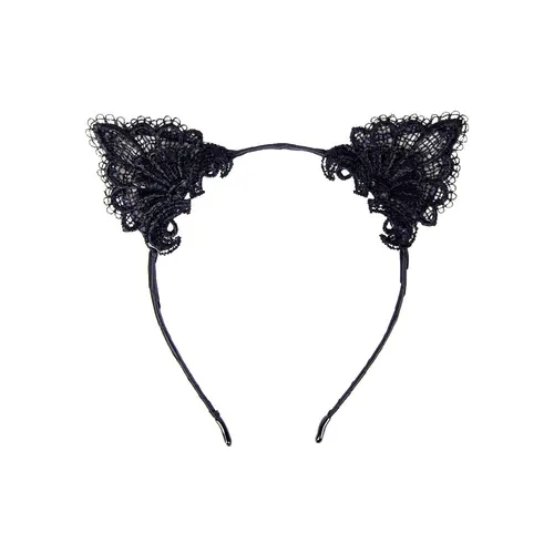 lau-fashion Katzenohren Haarreifen Diadem Spitze Diva Tiara Haarschmuck Catwoman