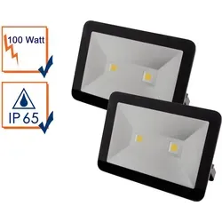 2er SET 100 Watt LED Strahler für außen - Außenleuchten mit 10800 Lumen, IP65 und 4000 Kelvin Neutralweiß - ideal für vielseitige Anwendungen und zuverlässige Beleuchtung im Außenbereich.