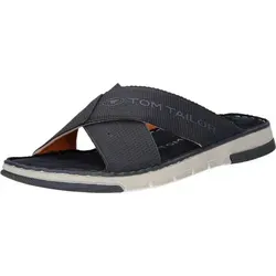 TOM TAILOR Pantolette – Bequemer Sommerschuh mit Logoschriftzug - Pantoletten mit offenem Design und bequemem Stretcheinsatz, ideal für warme Tage. Fällt klein aus, bitte eine Größe größer bestellen.