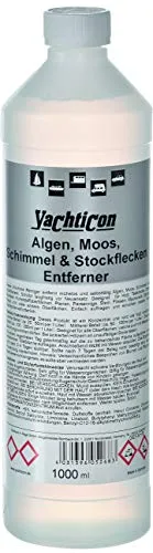 Yachticon Algen, Moos, Schimmel & Stockflecken Entferner 1 Liter - Farben & Pflege: Effektiver Reiniger für Boote und Yachten, entfernt mühelos Algen, Moos und Schimmel für ein strahlendes Ergebnis.