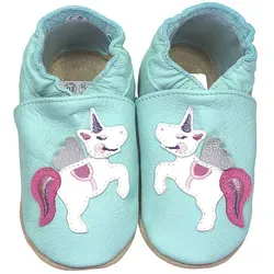 Kitaschuhe Einhorn mint 20/21 - Babyschuhe mit rutschfester Kautschuksohle, ideal für sichere Schritte in Kita und Kindergarten – stylish und bequem für kleine Entdecker.