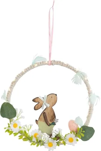 PEARL Osterkranz: Oster-Fenster- & Tür-Deko mit Hase, LED-Beleuchtung und Timer (Fensterlicht, Fenster Deko Hänger Ostern, Schleifer)