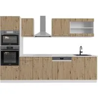 Vicco Küchenzeile R-Line, Artisan Eiche/Weiß, 300 cm - Küchenzeile mit flexiblem Design, höhenverstellbaren Füßen und Erweiterungsmöglichkeiten für optimale Anpassung an Ihren Raum.