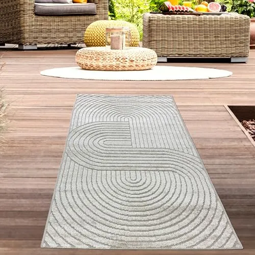 CARPETIA In- und Outdoorteppich 80 x 250 cm - Strapazierfähiger, wetterbeständiger Teppich im Boho-Chic Design, ideal für Terrasse, Balkon oder Garten. Leicht zu pflegen und perfekt für ganzjährigen Einsatz.