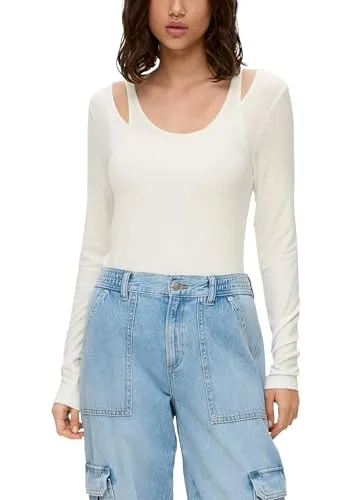 Q/S by s.Oliver Damen 2141065 Langarmshirt, Creme, Small