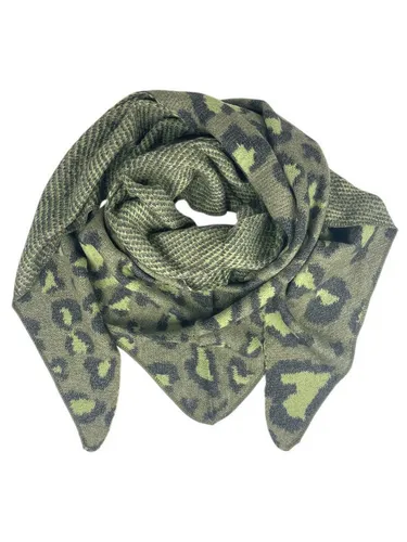 Taschen4life XXL-Schal Dreiecksschal SW175 Leopard & Herz Muster, groß, kuschelweich, Feinstrickschal