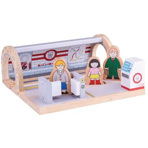 Bigjigs Rail U-Bahn-Station, von der U-Bahn inspiriertes Holzzubehör
