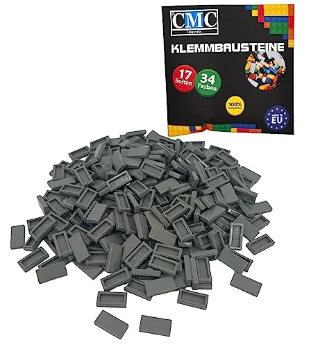 Klemmbausteine Fliesen Tiles Bausteine 1x2 Noppen Kompatibel 34 Farben freie Farbenwahl (280 - Grau) 100 x