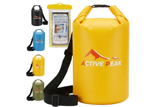 Active Peak Drybag Wasserdichte Tasche & Packsack (inkl. Wasserdichter Smartphone Hülle, 2-tlg), Waterproof Bag Seesackfür SUP, Kajak, Strand, Wassersport, Outdoor uvm