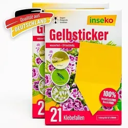 inseko Gelbsticker I Gelbtafeln gegen Trauermücken I Gelbfalle 100% giftfrei - 2 Packungen (442277) 42 x