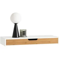 SoBuy Schweberegal in Weiß und Natur