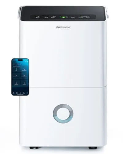Pro Breeze Luftentfeuchter 30L - Smart & Effizient - Luftentfeuchter mit WLAN, App-Steuerung und 4L Wassertank. Automatischer Feuchtigkeitssensor für optimale Energieeffizienz und leisen Betrieb.