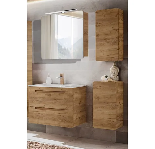 Lomado Badmöbel-Set, Braun, Holzwerkstoff, 130x200x46 cm