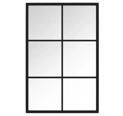 Wandspiegel Schwarz 60x40 cm Metall - Spiegel in elegantem Schwarz, 60x40 cm, mit robustem Metallrahmen – perfekt für jeden Raum und als stilvolles Dekorationshighlight.