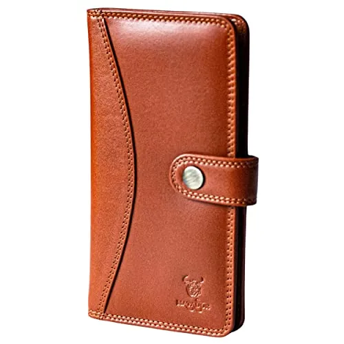MATADOR Echt Leder Universal Handytasche mit Kartenfächer Handyhülle Holster für Smartphone Braun