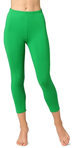 Bellivalini Damen 3/4 Leggings aus Baumwolle BLV50-156 (Grün,XL)