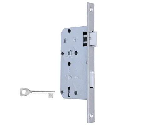 MS Beschläge Türbeschlag Eckiger Stulp Metall-Einsteckschloss 55mm Dornmaß