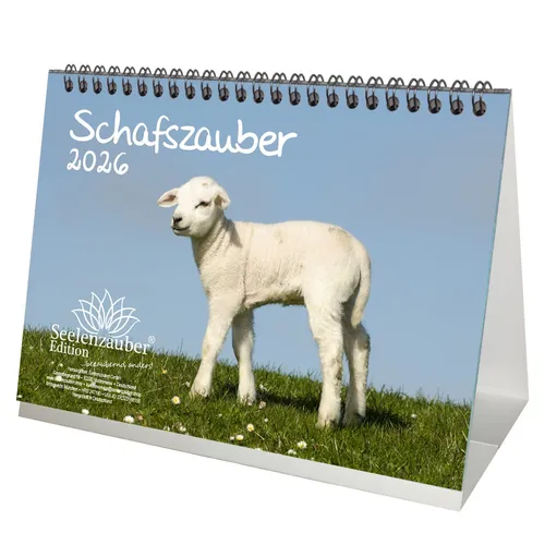 Schafszauber DIN A5 Tischkalender für 2026 Schafe und Lämmchen - Seelenzauber