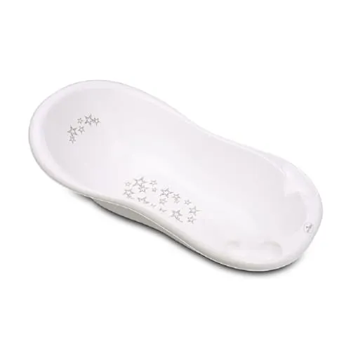 Lorelli Baby Badewanne 100 cm mit Anti-Rutsch-Matte - Babywanne mit Wasserablauf und praktischen Ablagefächern für Seife und Shampoo, ideal für sicheres Baden Ihres Babys.