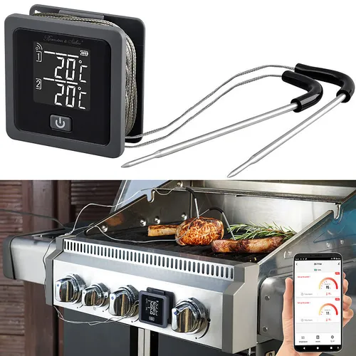 Rosenstein & Söhne Smartes Grill- & Bratenthermometer - Kochthermometer mit Bluetooth-Funktion, ideal für präzises Grillen und Braten, Temperaturbereich von 0-300 °C, steuerbar über App