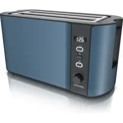 Arendo Toaster Langschlitz, Edelstahl, Display mit Restzeitanzeige, Krümelschublade, 2 lange Schlitze, für 4 Scheiben, 1500 W, Defrost Funktion, Wärmeisolierendes Gehäuse, mit Brötchenaufsatz