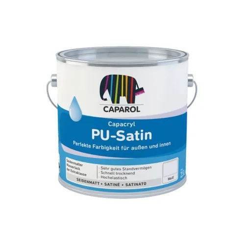 Caparol Capacryl PU-Satin WEISS 375ml - Hochwertiger Lack für langlebige Oberflächen - Lacke mit hoher Kratz- und Stoßfestigkeit, geruchsarm und ideal für anspruchsvolle Projekte. Perfekte Verarbeitung dank Polyurethan-Acryldispersion.