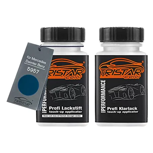 TRISTARcolor Autolack Lackstift Set für Mercedes/Daimler Benz 5957 Vandablau/Vanda Blue Basislack Klarlack je 50ml