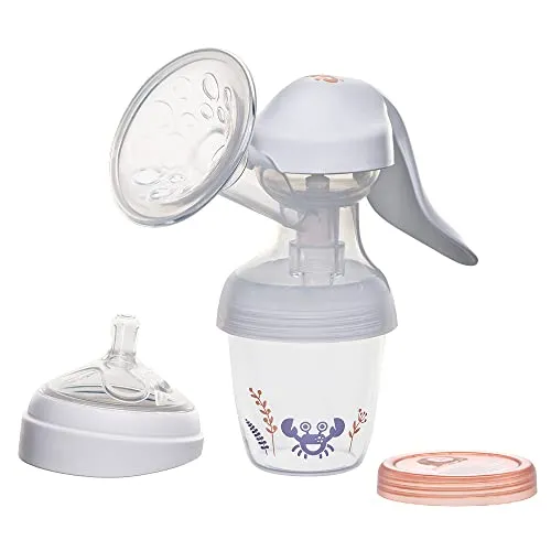 nip SET manual breast pump: all-in-one system, 150 mL capacity, breast pump with two pump stages, including nip baby bottle
