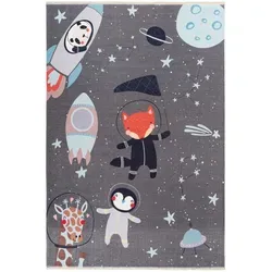 Obsession Kinderteppich - Weltall Design, Grau & Mehrfarbig, 115x170 cm - Teppiche & Böden, Pflegeleichter Kinderteppich mit rutschfester Unterfläche, ideal für ein gemütliches Kinderzimmer und für Fußbodenheizung geeignet.