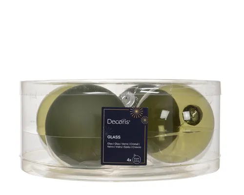 Kaemingk Weihnachtsbaumkugel, Weihnachtskugeln Glas 8cm 4 Stück - Rosmarin transparent