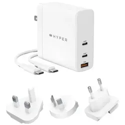 Hyper HyperJuice 140 W Gan Charger - Multi-Port, weltweit kompatibel mit austauschbaren Steckern für über 140 Länder