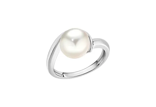 Zeeme Pearls Ring Silber 925 mit weißer Perle - Eleganter Damen-Ring aus rhodiniertem 925 Sterling Silber mit einer schimmernden weißen Perle (9,5-10mm) – der perfekte Schmuck für besondere Anlässe!