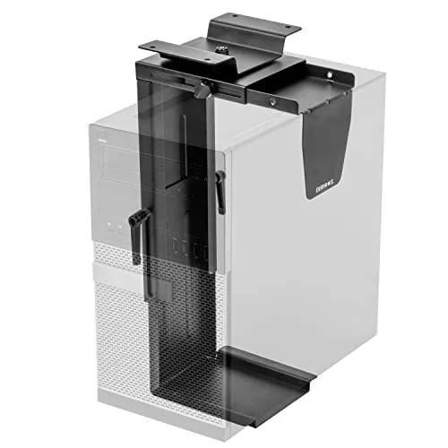 Duronic DMHD1 PC Halterung | Untertischhalterung 360° drehbar | Gehäuse Halter für ITX, Midi, Big Tower bis 36,5 cm | Verstellbare Computerhalterung für höhenverstellbare Schreibtische | PCs bis 10 kg