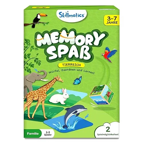 Skillmatics Brettspiel - Memory Spaꞵ Tierreich, Lustiges und schnelles Gedächtnisspiel für Kinder, Geschenk für Mädchen und Jungen von 3 bis 7 Jahren
