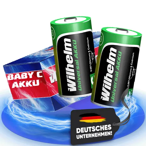 2x Akku Baby C Wilhelm Universal 4500 mAh Akku Zelle 1,2 V HR14 MN1400 NIMH