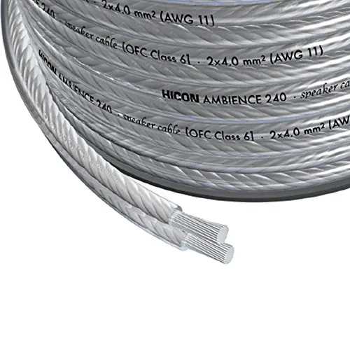 Hicon Ambience versilbertes Lautsprecherkabel 2 x 4,0mm² OFC Class 6 Boxenkabel Meterware ab 1m - HIA-240-0100