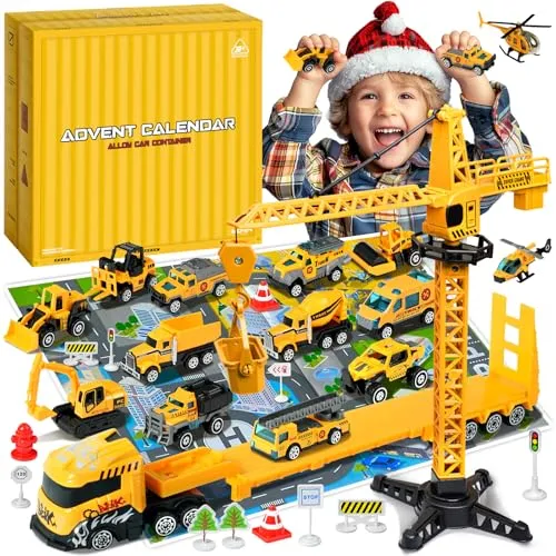 Adventskalender Auto 2025: Baufahrzeuge für Kinder
