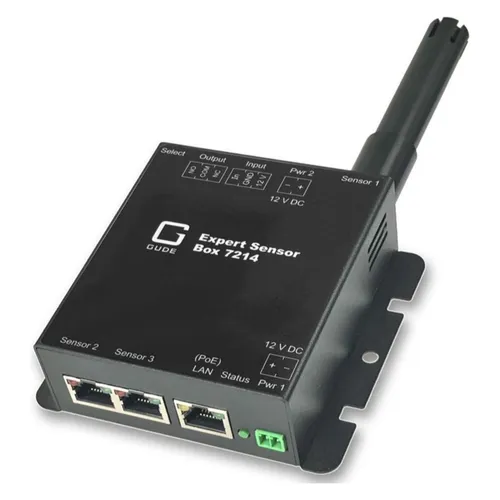 GUDE 721411 Expert LAN-Sensor für Temperatur und I/O-Monitoring, PoE - Security Appliance für präzise Umgebungsüberwachung, ideal für Serverräume – unterstützt PoE für einfache Installation.
