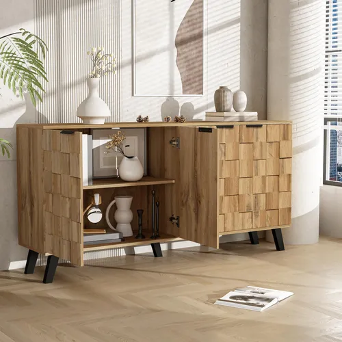 Merax Modernes Sideboard mit 4 Türen – Elegante Kommode aus Holzoptik