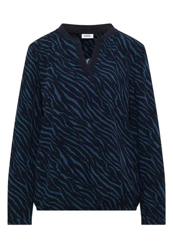 CECIL Klassische Bluse mit Zebra Print - L (42) - Bluse in urban dark blue, aus 100% Viskose, ideal für einen trendigen Look im Alltag.
