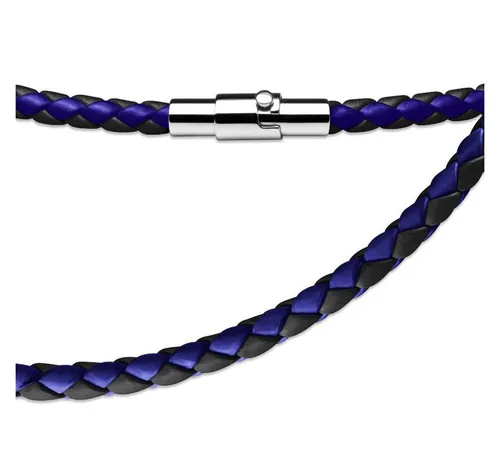 BUNGSA Lederband Kette gewebt Blau/Schwarz von Bungsa