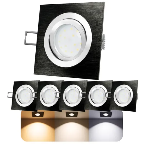 6x QF-2 Einbaustrahler 4W LED Lichtfarbe warm neutral kalt schwenkbar schwarz