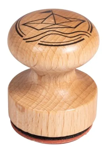 Rayher Stempel “Origami Boot”, rund, 3 cm ø, Motivstempel Holz, Holzstempel, Butterer Stempel, Rundstempel, Stempel maritim, 29277000