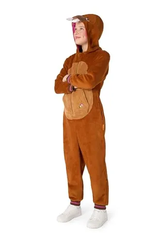 Opposuits Walross Onesie für Kinder - Kostüm für Kinder ab 6 Jahren, kuscheliger Kapuzenoverall aus 100% Polyester in Braun, ideal für Fasching und Karneval.