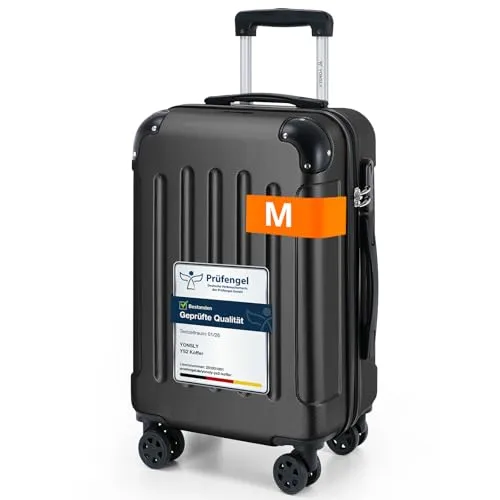 YONSLY Gepäck Suitcase Reisekoffer M, Schwarz